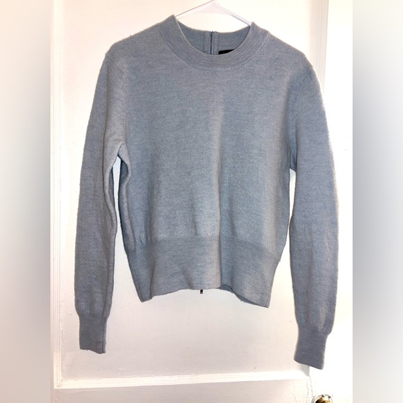 J.Crew 100% Merino Wool Back-Zipped Crewneck Sweater in Light Blue - Size Large - Picture 2 of 12